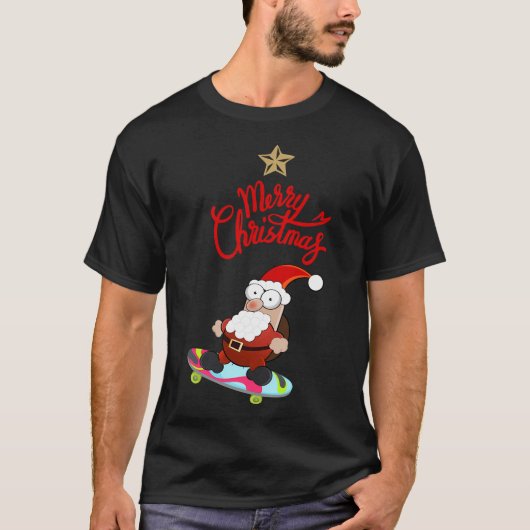 Kerstskateboarden Santa Noels T-shirt (Voorkant)