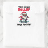 Kerstskateboarden Vierkante Sticker (Tas)