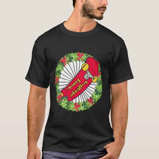 kerstskateboarder t-shirt (Voorkant)