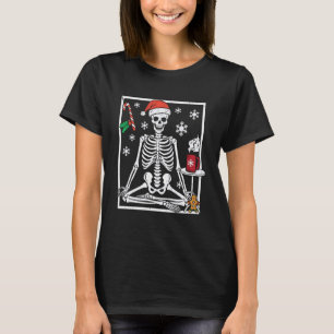 Kerstskelet doet yoga Kerstmannen Vrouwen Kinderen T-shirt