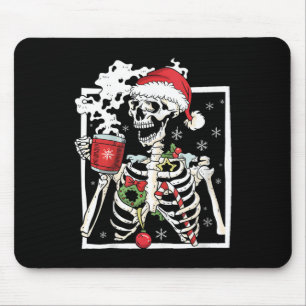 kerstskelet met glimlach Drink schedel Muismat