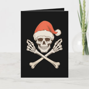 Kerstskelet Schedel Kerstman Hoed Kerstvakantie Kaart