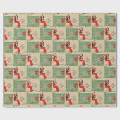 kerstskieerdruk 1950 cadeaupapier (Vlak)