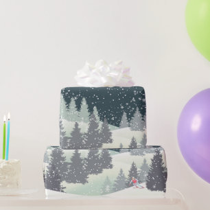 Kerstskiër in winterpijnen cadeaupapier