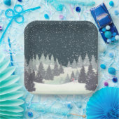 Kerstskiër in winterpijnen papieren bordje (Feest)