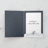 Kerstskiër op de berg feestdagen kaart (Binnen)