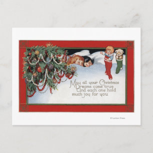 Kerstslaapkinderen en een gedicht feestdagenkaart