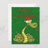 Kerstslang in Santa Hat Feestdagenkaart (Voorkant / Achterkant)