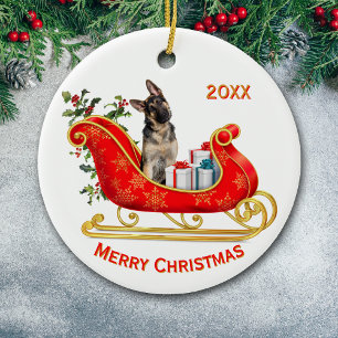 Kerstslee Duitse herdershond Keramisch Ornament