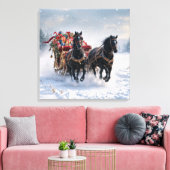 Kerstslee gevuld met cadeautjes canvas afdruk (Insitu (Woonkamer))
