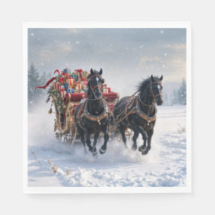 Kerstslee gevuld met cadeautjes servet