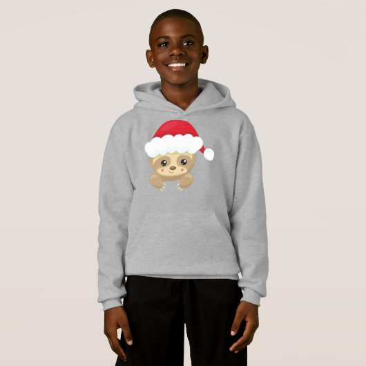 Kerstsleuf, Cute Sloth, Santa Hat, Kerstmis (Voorkant volledig)