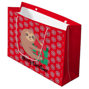 Kerstsleuf met Gift Red Snowflake Groot Cadeauzakje