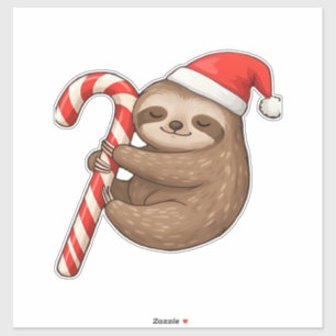 Kerstsloth die een zuurstok omhelst klassiek T-shi Sticker