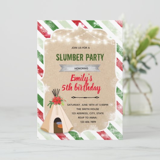 kerstsluimeruitnodiging kaart (Staand voorkant)