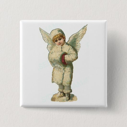 Kerstsneeuw Angel Vierkante Button 5,1 Cm (Voorkant)