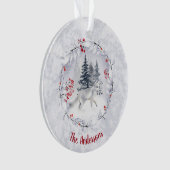 Kerstsneeuw Arctic Fox Winter landschap naam Ornament (voorkant)