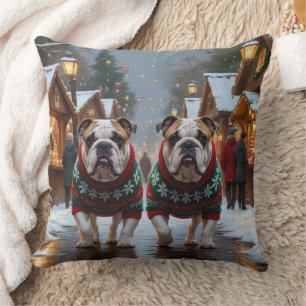 Kerstsneeuw Bulldogs Kerstvakantie Kussen