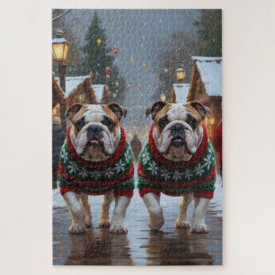 Kerstsneeuw Bulldogs Kerstvakantie Legpuzzel
