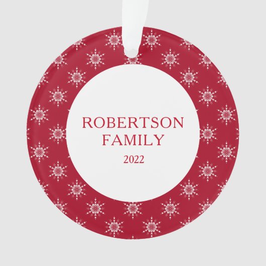 Kerstsneeuw Flakes Aangepaste familienaam Ornament (voorkant)