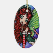kerstsneeuw Irish Fae Fairy Art van Hannah Lynn Keramisch Ornament (Rechts)