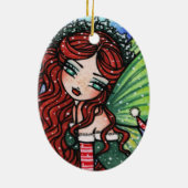 kerstsneeuw Irish Fae Fairy Art van Hannah Lynn Keramisch Ornament (Achterkant)