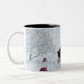 Kerstsneeuw op de Cabin Tweekleurige Koffiemok (Links)