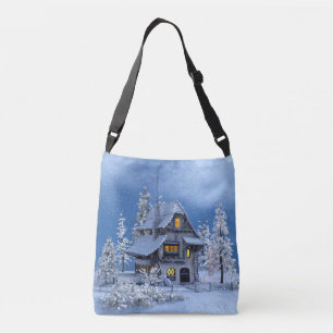 Kerstsneeuw op het ontbijt crossbody tas