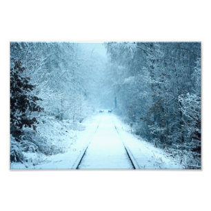 Kerstsneeuw op het spoor foto afdruk