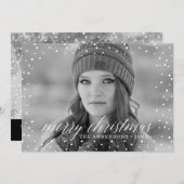 Kerstsneeuw overlay twee foto kaart (Voorkant / Achterkant)