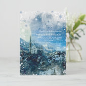 Kerstsneeuw scene wintervakantie bruiloft kaart (Staand voorkant)