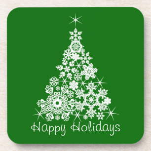 Kerstsneeuw schilfert boom groene set van 6 onderz bier onderzetter