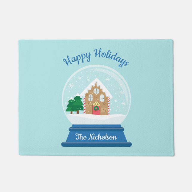 KERSTSNEEUW WERELDBOL DEURMAT (Voorkant)