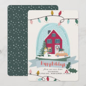 Kerstsneeuw Wereldbol Moving Announge Feestdagenkaart (Voorkant / Achterkant)