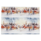 Kerstsneeuw Winter Wonderland Village Landschap Groot Cadeauzakje (Achterkant)