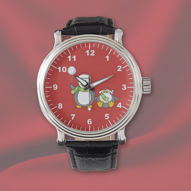 Kerstsneeuwballende pinguïns horloge (Creator heeft geüpload)