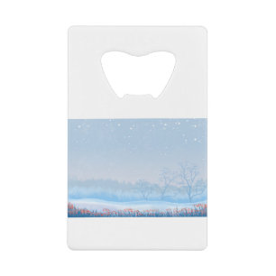 Kerstsneeuwfeestdag winter december koud. kredietkaart flessenopener