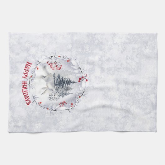 Kerstsneeuwfox | Winterlandschap | Theedoek (Horizontaal)