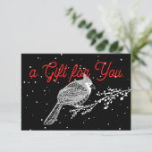 kerstsneeuwkardinaal cadeaubon (Staand voorkant)