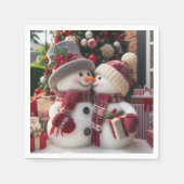 Kerstsneeuwkoppel Servet (Voorkant)