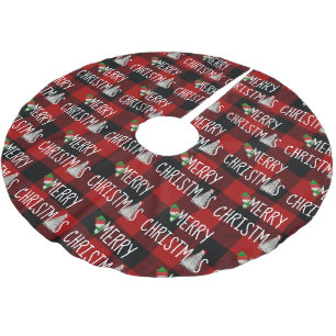 Kerstsneeuwman en boom op Buffalo Plaid Kerstboom Rok