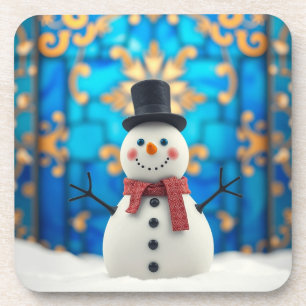Kerstsneeuwman Harde Plastic Onderzetter