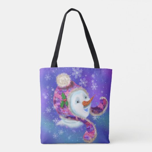 Kerstsneeuwman in Pet Canvas tas (Achterkant)