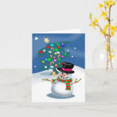 Kerstsneeuwman Kaart (Gele Bloem)