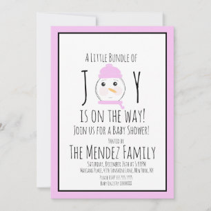 Kerstsneeuwman Meisje Baby Shower Uitnodiging