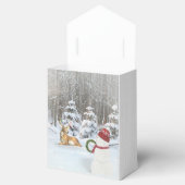 Kerstsneeuwman met herten in de bos bedankdoosjes (Geopend)