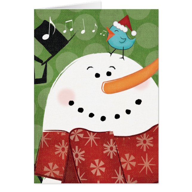 Kerstsneeuwman met vogel (Voorkant)