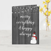 Kerstsneeuwman op zwart hout kaart (Gele Bloem)