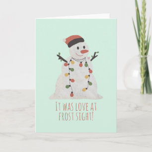 Kerstsneeuwman Pun: Liefde op het Eerste Gezicht Kaart