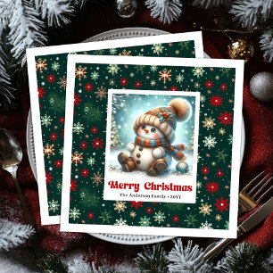 Kerstsneeuwman waterverf kinder servetten